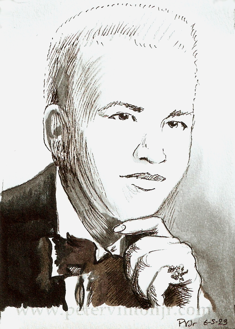 Stormé DeLarverie. Watercolour w/ pen and ink, 2.5 in. x 3.5 in.