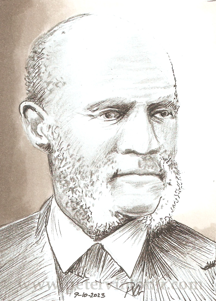 Henry Highland Garnet.  Pencil and pen-and-ink w/ some watercolour, 2.5 in. x 3.5 in.