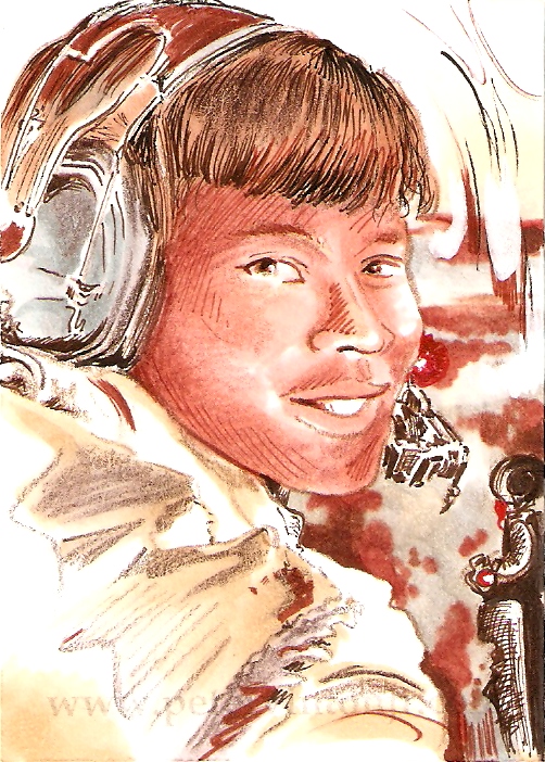 Capt. Theresa Mae Claiborne, USAF - Watercolour, 2.5 in. x 3.5 in.